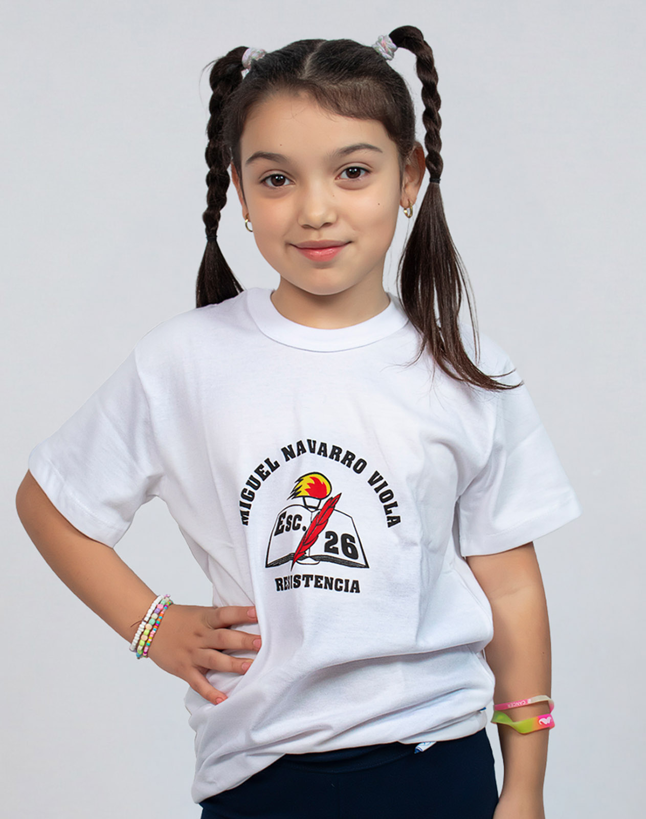 Remera Manga Corta Colegio Miguel Navarro Viola con Estampa Oficial