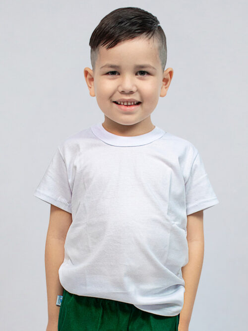 Remera Lisa de Algodón Blanca Manga Corta para Uniforme