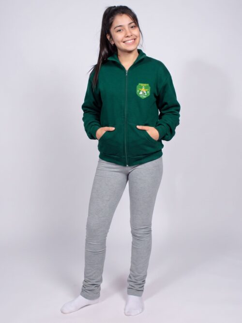 Campera de Abrigo Colegio EES N 66 Comercio 7 – Verde Ingles con Frisa