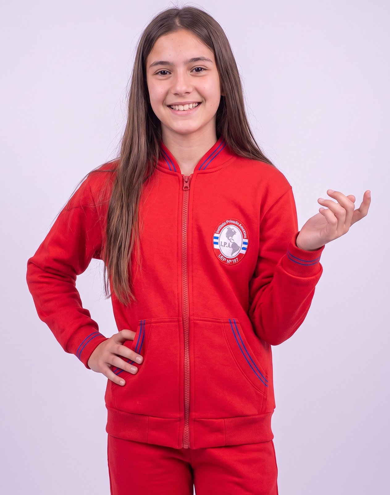 Campera de Abrigo con Frisa Instituto Priv América – Rojo