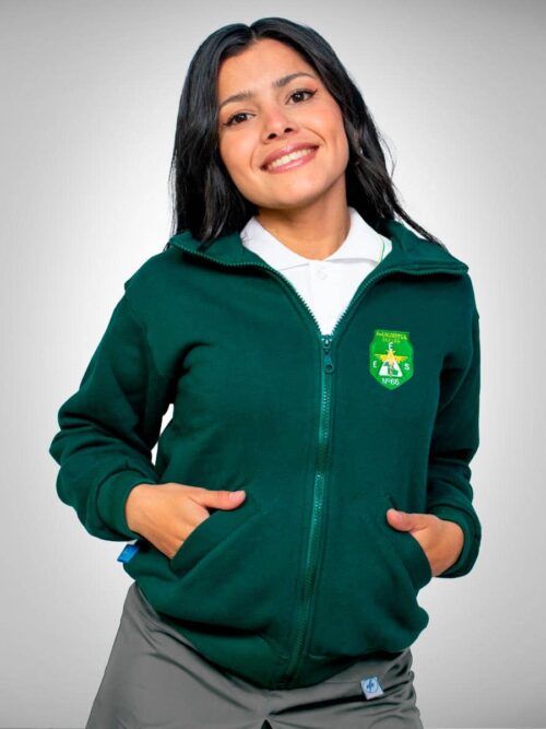 Campera de Abrigo Colegio EES N 66 Comercio 7 – Verde Ingles con Frisa