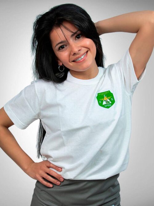 Remera EES N° 66 Comercio 7 Manga Corta con Bordado Institucional