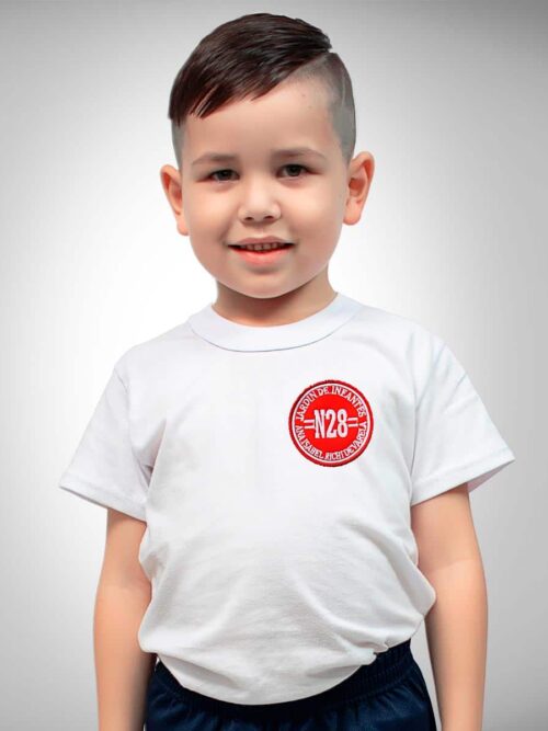 Remera de Jardín N° 28 Manga Corta con Bordado Institucional