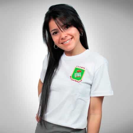 Remera Blanca Manga Corta Colegio Nacional con Bordado Oficial
