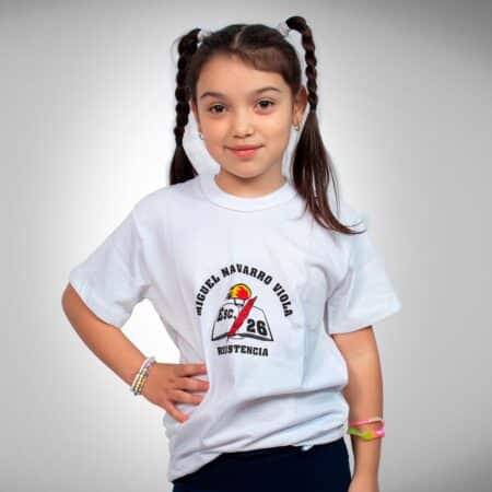 Remera Manga Corta Colegio Miguel Navarro Viola con Estampa Oficial