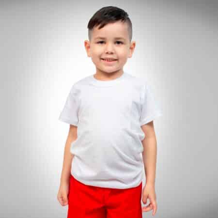 Remera Lisa de Algodón Blanca Manga Corta para Uniforme