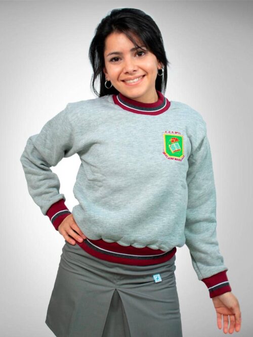 Buzo Frizado Gris Colegio Nacional