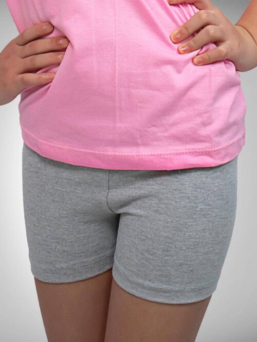 Calza Corta Escolar de Algodón con Lycra - Gris Melange