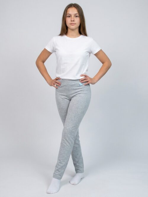 Calza Larga Escolar de Algodón con Lycra – Gris Melange