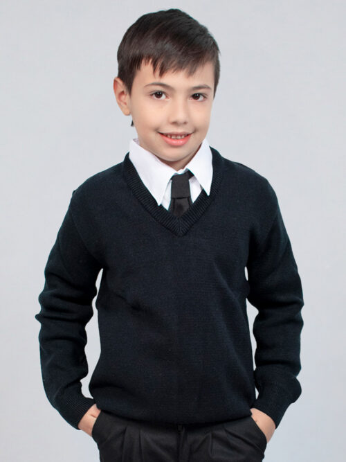 Pullover Escolar Tejido Escote en V