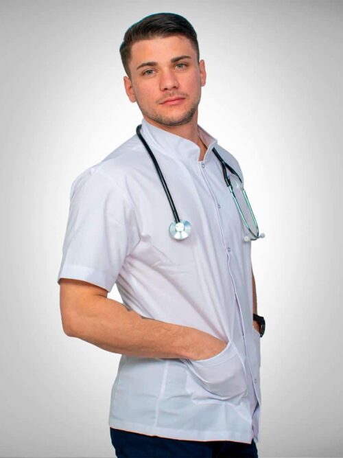 Chaqueta de Ambo para Hombre en Tela Arciel Cuello V – Blanco