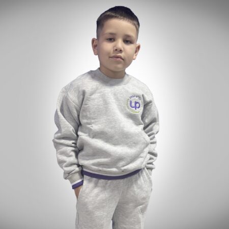 Buzo Frisado Colegio UP Primaria - Gris Melange con Bordado Institucional