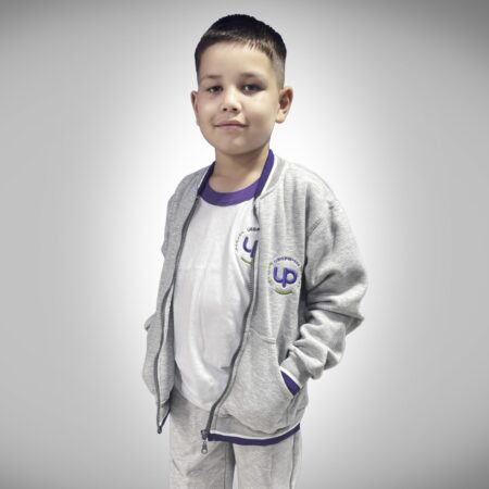 Campera de Abrigo con Frisa UEGP N° 114 UP Primaria – Gris Melange