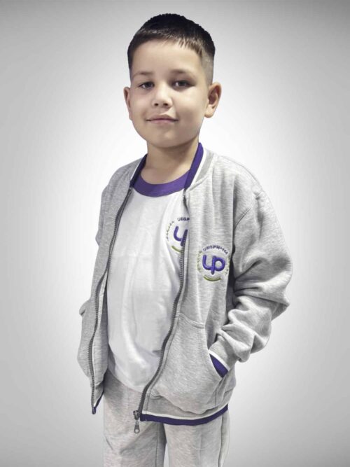 Campera de Abrigo con Frisa UEGP N° 114 UP Primaria – Gris Melange