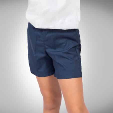 Short Escolar de Gabardina con Cintura Elastizada