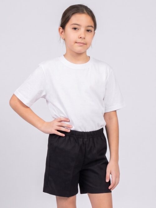 Short Escolar de Gabardina con Cintura Elastizada