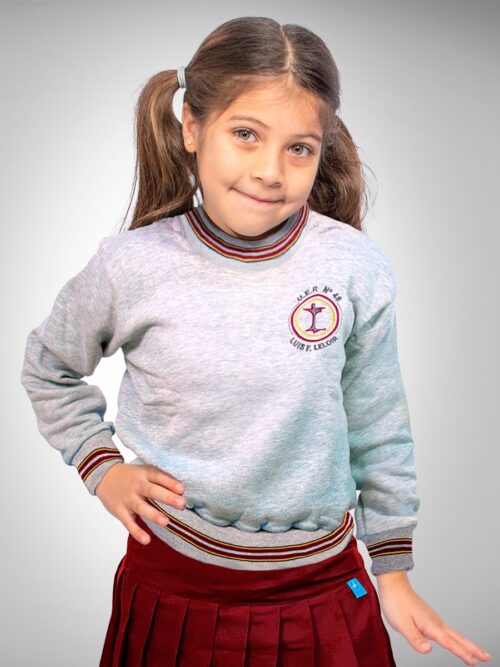 Buzo Frisado Colegio Leloir - Gris con Bordado Oficial