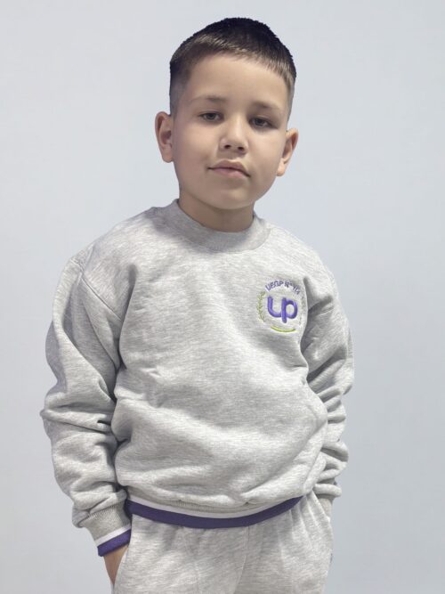 Buzo Frisado Colegio UP Primaria - Gris Melange con Bordado Institucional