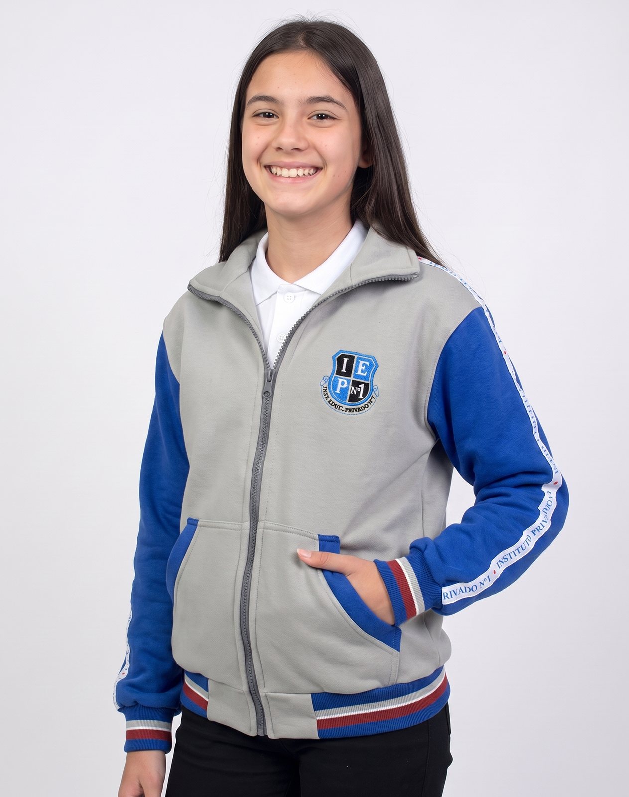 Campera de Abrigo con Frisa Instituto IEP N° 1 – Gris Melange