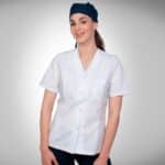 Chaqueta para Dama en Tela Arciel con Broches – Blanco