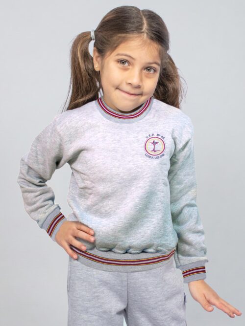 Buzo Frisado Colegio Leloir - Gris con Bordado Oficial
