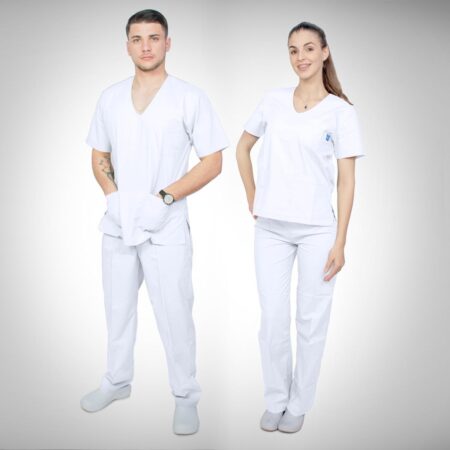 Ambo Clásico Blanco Unisex - Conjunto de Chaqueta y Pantalón Resistente