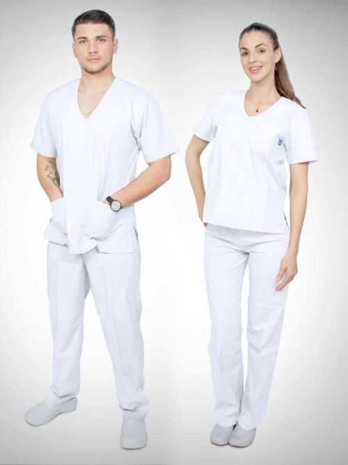 Ambo Clásico Blanco Unisex - Conjunto de Chaqueta y Pantalón Resistente
