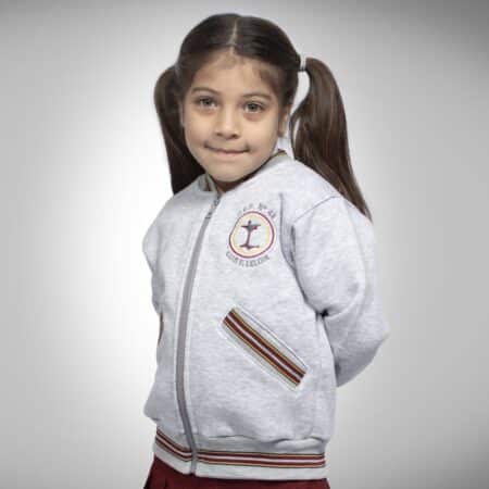Campera de Abrigo con Frisa Colegio Leloir – Gris Melange