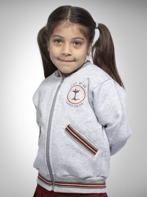 Campera de Abrigo con Frisa Colegio Leloir – Gris Melange