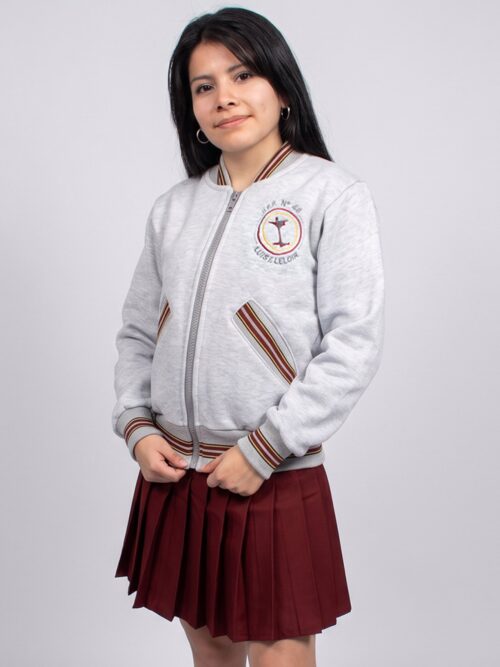 Campera de Abrigo con Frisa Colegio Leloir – Gris Melange