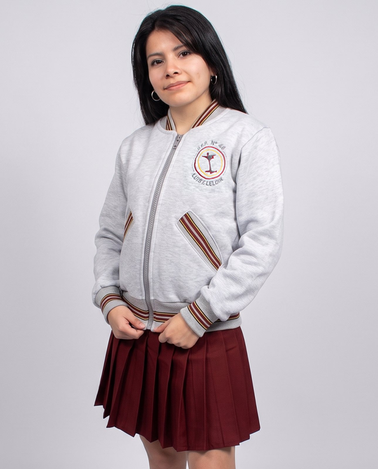 Campera de Abrigo con Frisa Colegio Leloir – Gris Melange