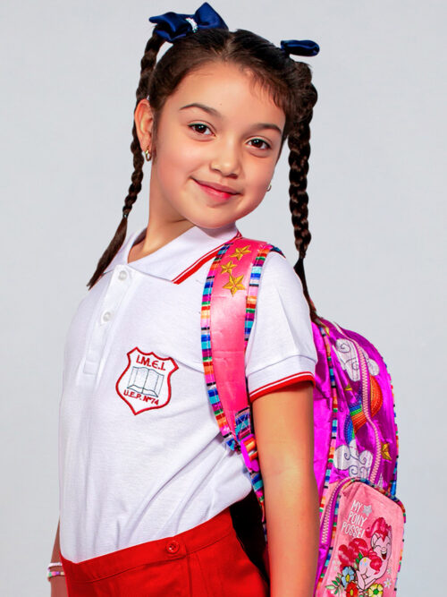 Chomba Manga Corta Colegio IMEI con Bordado Oficial y Vivos de Color