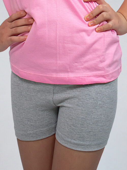 Calza Corta Escolar de Algodón con Lycra - Gris Melange