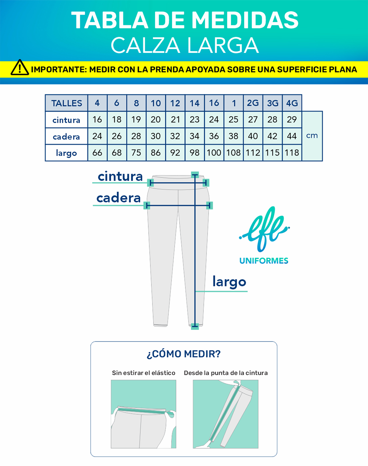 Tabla de Medidas CALZA LARGA